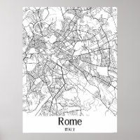 Rome Italy Black and White Europe City Map