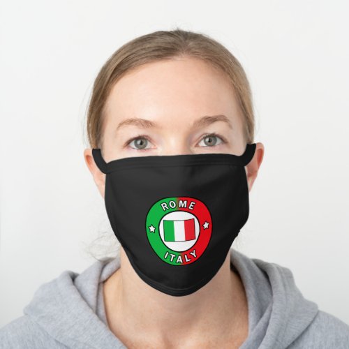 Rome Italy Black Cotton Face Mask