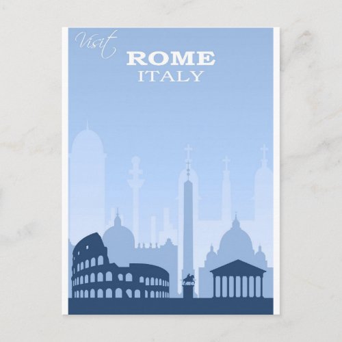 Rome Italy Blue Vintage Travel Poster Postcard