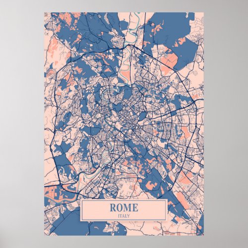 Rome _ Italy Breezy City Map  Poster