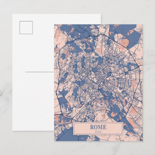 Rome Italy Breezy City Map Travel Postcard