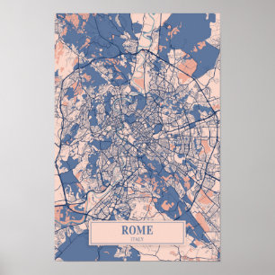 Rome Italy Breezy City Map Travel Poster