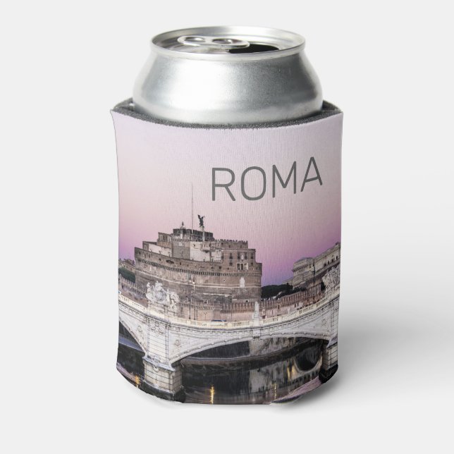 Rome Italy Castel Sant'Angelo Bridge Sunset Can Cooler (Can Back)