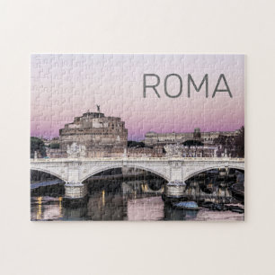 Rome Italy Castel Sant'Angelo Bridge Sunset Jigsaw Puzzle