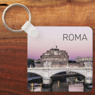 Rome Italy Castel Sant'Angelo Bridge Sunset Keychain