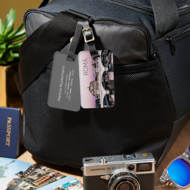 Rome Italy Castel Sant'Angelo Bridge Sunset Luggage Tag (Front & Back)