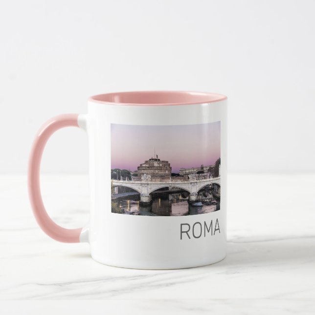 Rome Italy Castel Sant'Angelo Bridge Sunset Mug (Left)