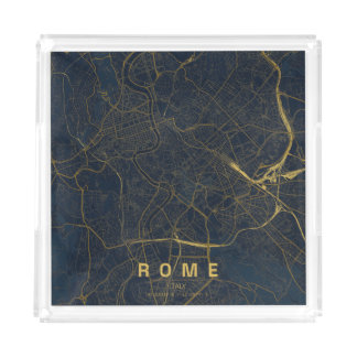 Rome Italy City Map Minimal Design Acrylic Tray