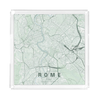 Rome Italy City Map Minimal Design Acrylic Tray