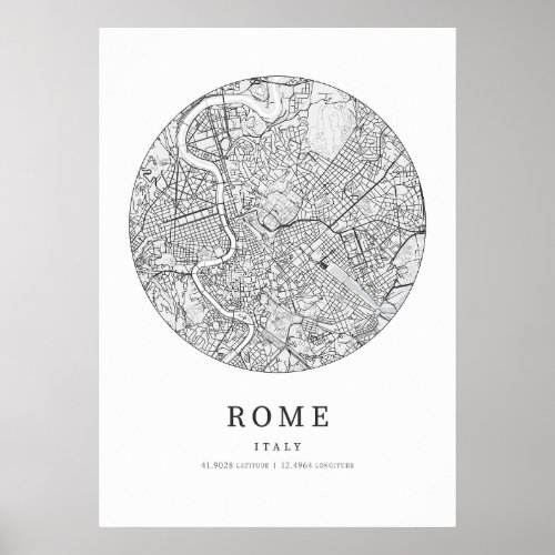 Rome Italy City Map Poster