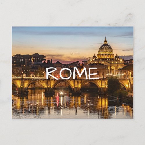 Rome Italy city night skyline wanderlust travel  Postcard