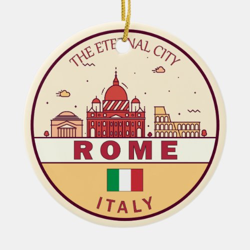Rome Italy City Skyline Emblem Ceramic Ornament