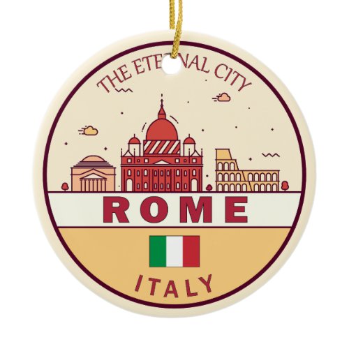 Rome Italy City Skyline Emblem Ceramic Ornament
