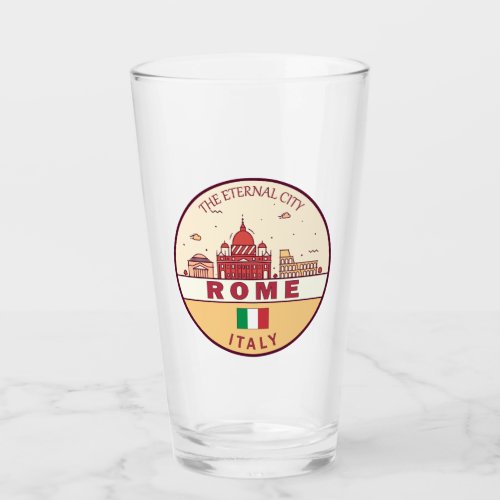 Rome Italy City Skyline Emblem Glass