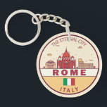 Rome Italy City Skyline Emblem Keychain<br><div class="desc">Rome minimalist,  colorful art design featuring monuments and landmarks of the city in Italy.</div>