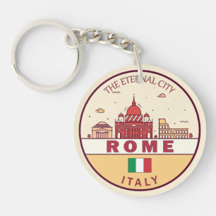 Rome Italy City Skyline Emblem Keychain