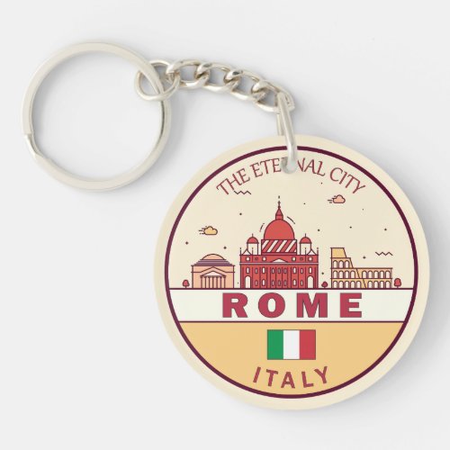 Rome Italy City Skyline Emblem Keychain