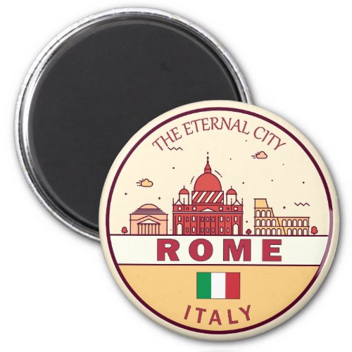Rome Italy City Skyline Emblem Magnet