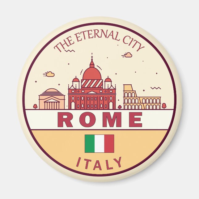 Rome Italy City Skyline Emblem Magnet (Front)