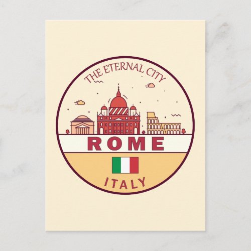 Rome Italy City Skyline Emblem Postcard