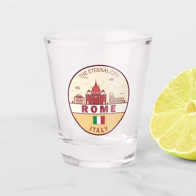 Rome Italy City Skyline Emblem Shot Glass (Front)