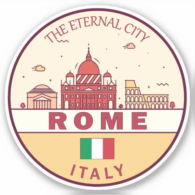 Rome Italy City Skyline Emblem Sticker (Front)
