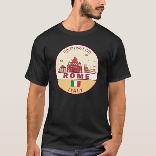 Rome Italy City Skyline Emblem T_Shirt