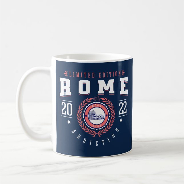 Rome Italy City Traveler Sports Style Navy Coffee Mug (Left)