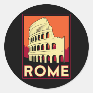 rome italy coliseum europe vintage retro travel classic round sticker
