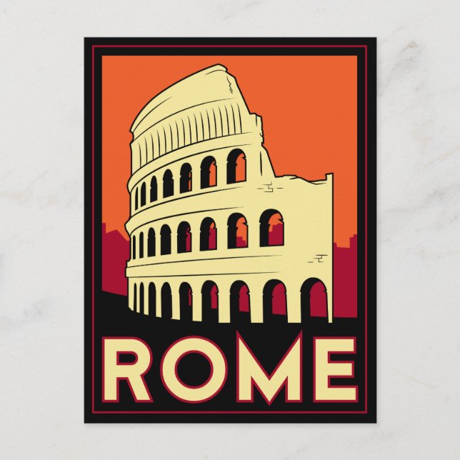 rome italy coliseum europe vintage retro travel postcard (Front)