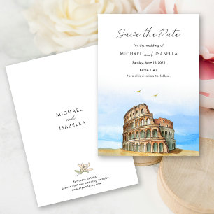 Rome Italy Colosseum Destination Wedding Save The Date