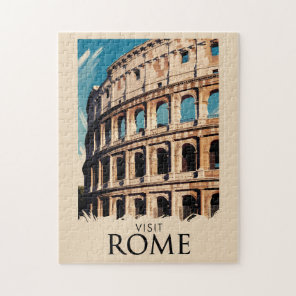 Rome Italy Colosseum Illustration Travel Art Jigsaw Puzzle