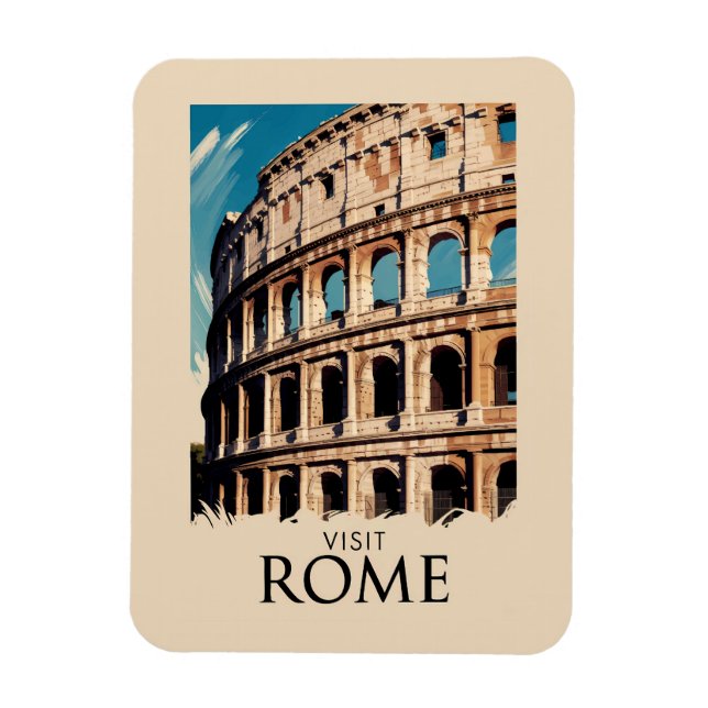 Rome Italy Colosseum Illustration Travel Art Magnet (Vertical)