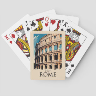 Rome Italy Colosseum Illustration Travel Art Poker Cards