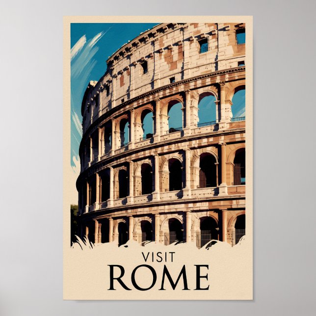 Rome Italy Colosseum Illustration Travel Art Poster (Front)