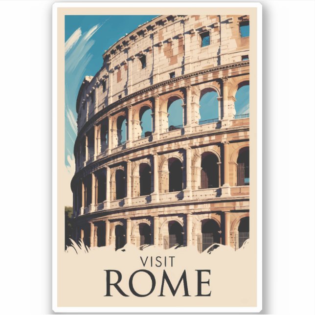 Rome Italy Colosseum Illustration Travel Art Sticker (Front)