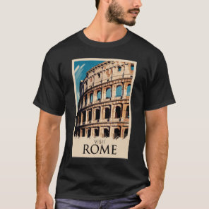 Rome Italy Colosseum Illustration Travel Art T-Shirt