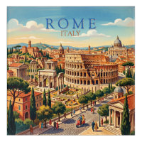 Rome Italy Colosseum Travel Art Vintage