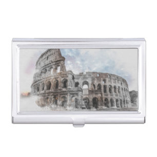 Rome Italy Colosseum Travel Art Vintage Business Card Case