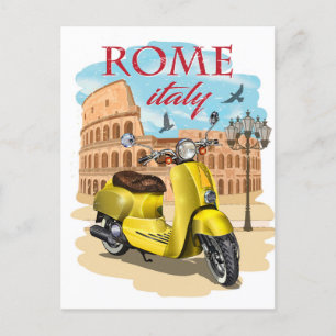 Rome Italy Colosseum Travel Art Vintage city Postcard