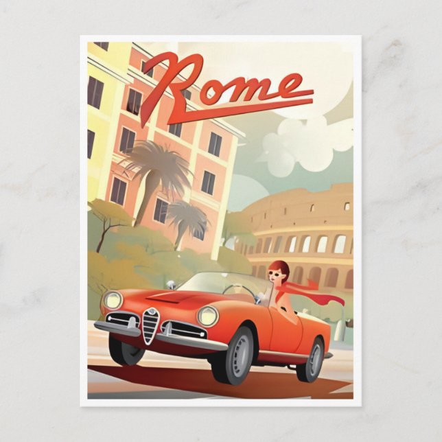 Rome Italy Colosseum Travel Art Vintage city Postcard (Front)