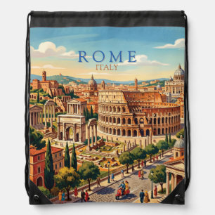 Rome Italy Colosseum Travel Art Vintage Drawstring Bag