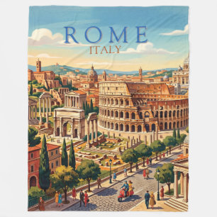 Rome Italy Colosseum Travel Art Vintage Fleece Blanket