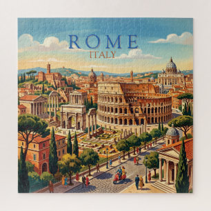 Rome Italy Colosseum Travel Art Vintage Jigsaw Puzzle