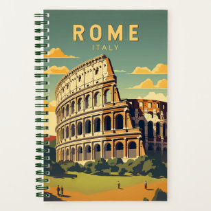 Rome Italy Colosseum Travel Art Vintage Notebook