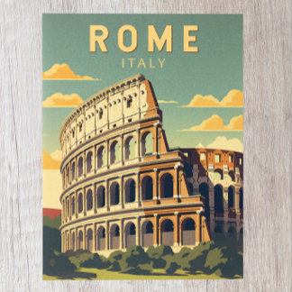 Rome Italy Colosseum Travel Art Vintage Postcard