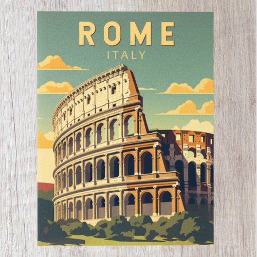 Rome Italy Colosseum Travel Art Vintage Postcard