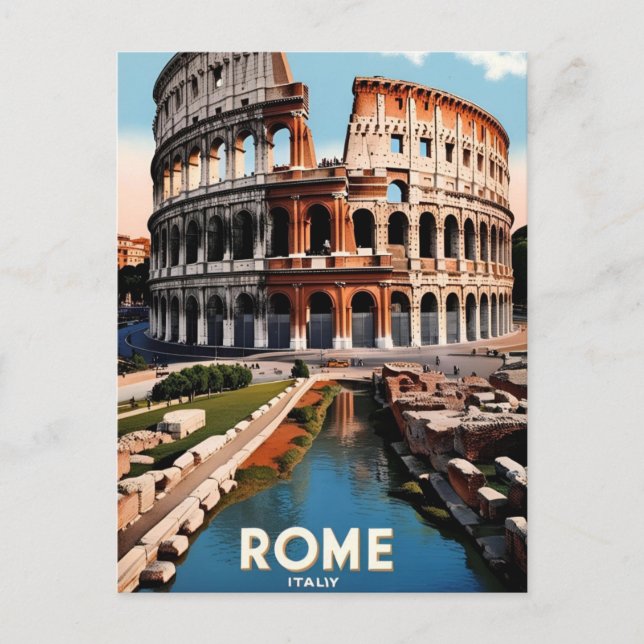 Rome Italy Colosseum Travel Art Vintage Postcard (Front)