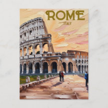 Rome Italy Colosseum Travel Art Vintage