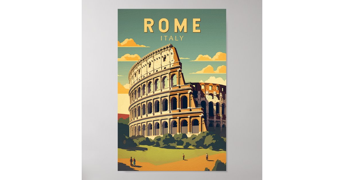 Rome Italy Colosseum Travel Art Vintage Poster | Zazzle